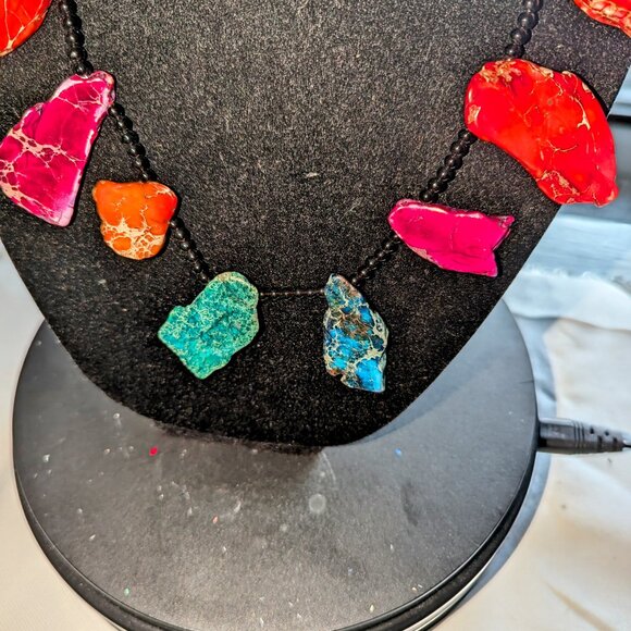 Amra Home Accents/indie designer Jewelry - New mixed color stones long necklace by Amra Home Accents